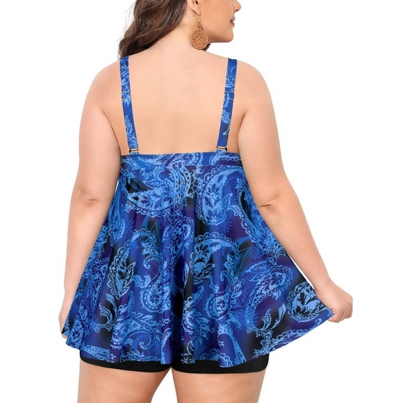 Plus Size Swimsuits Two Piece Tankini Bathing Suits Tummy Control - Picture 3 of 11